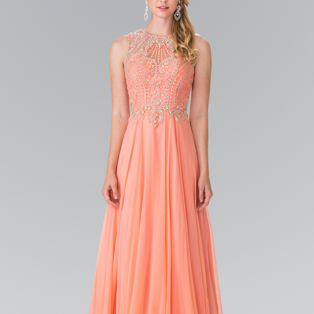 Beaded Chiffon Long Prom Dress GL2343